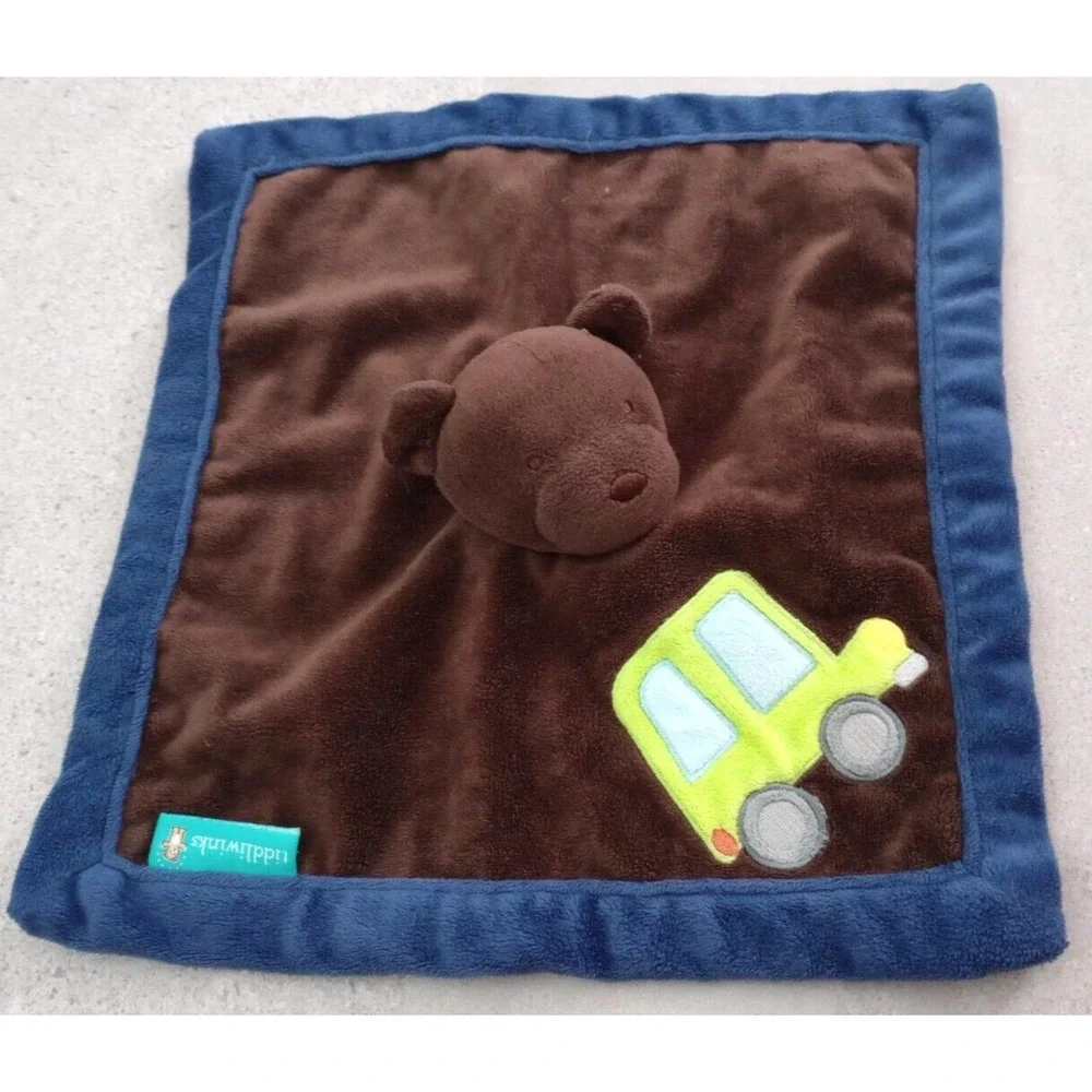 Tiddliwinks Brown Bear Green Car Baby Security Blanket Lovey Blue Boy